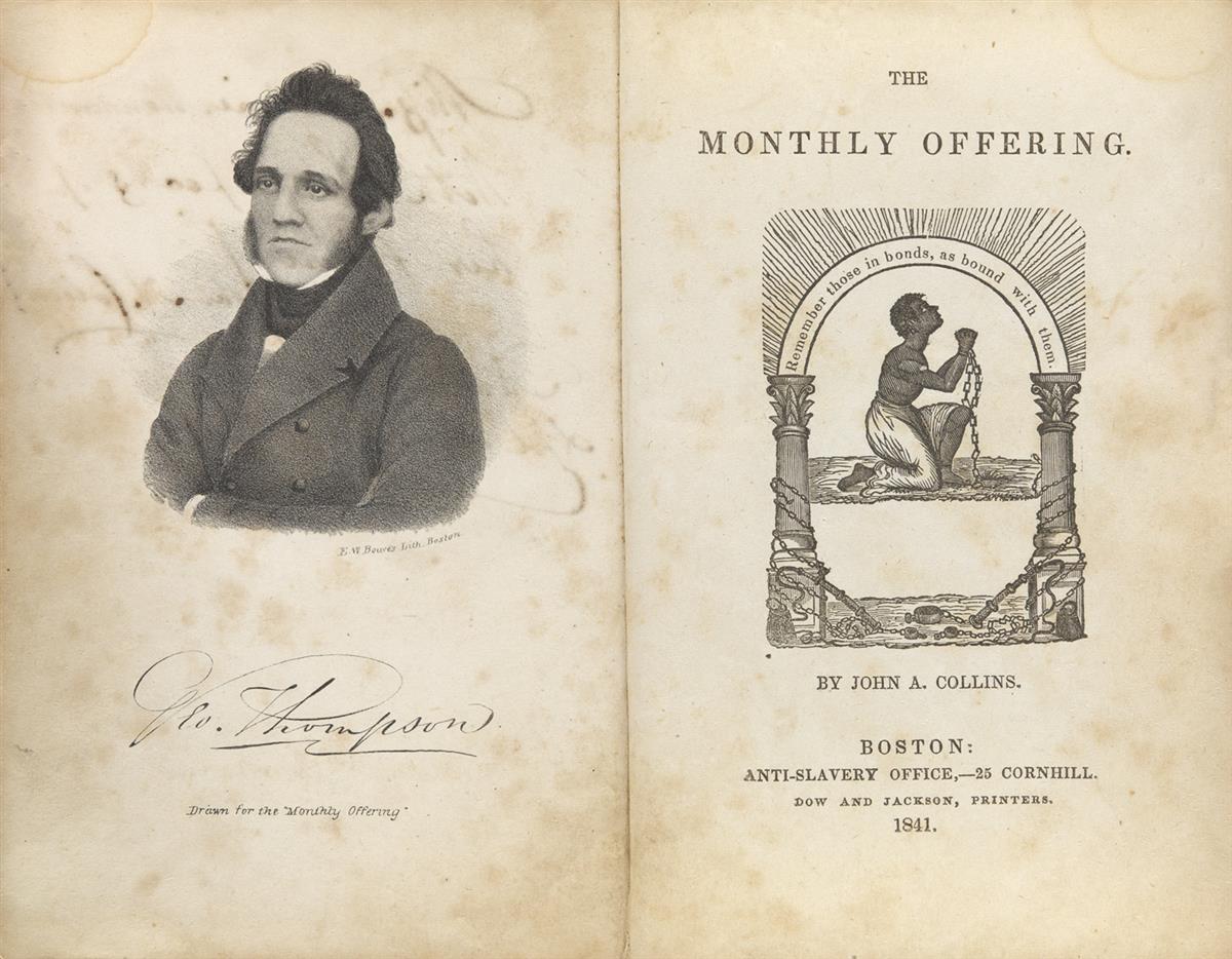 (SLAVERY AND ABOLITION.) [Collins, John A.; editor.] The Monthly Offering